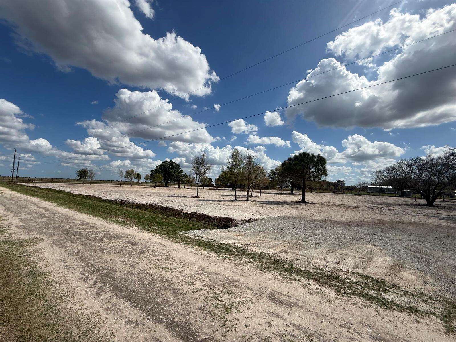 A wide, sandy, cleared lot features scattered trees under a bright, cloudy blue sky — 14416 NW 252nd Street, Okeechobee FL 34972, OKEECHOBEE, FL