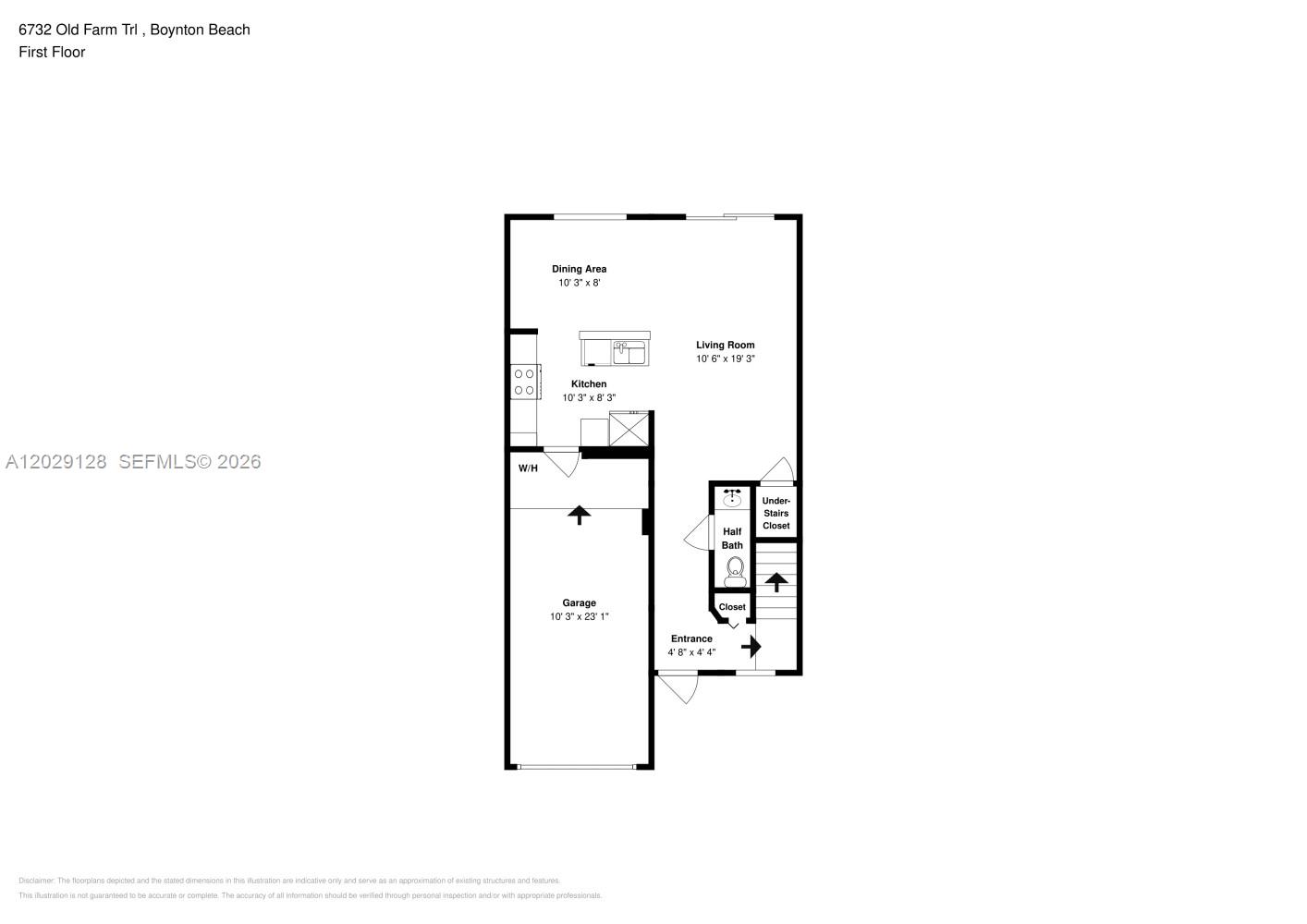 This is a floor plan for the first level of a residential property — BOYNTON BEACH, FL