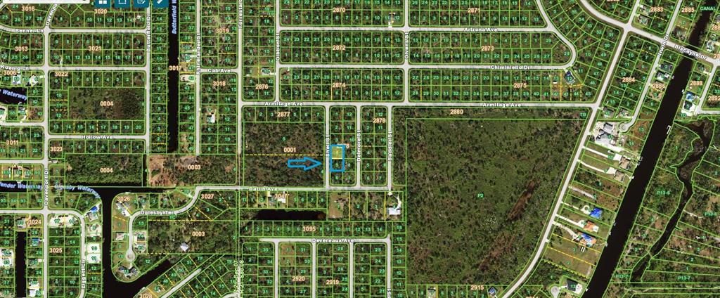 This is a map showing a highlighted residential lot within a platted subdivision — 1160-1170 SHELL STREET, PORT CHARLOTTE, FL