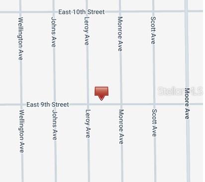 This is a map showing the location of a property between Leroy and Monroe Avenues — 3703 E 9TH STREET, LEHIGH ACRES, FL