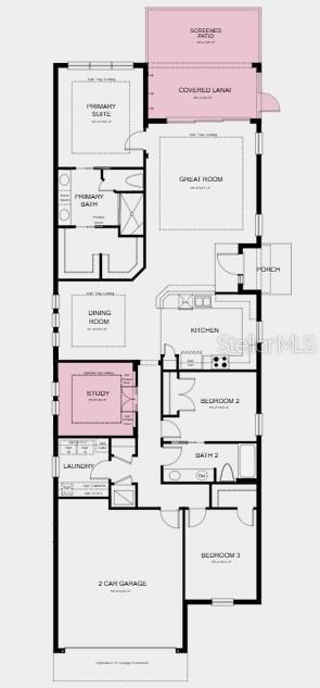 This is a floor plan for a single-story house with three bedrooms and a garage — 14513 DERNA TERRACE, BRADENTON, FL
