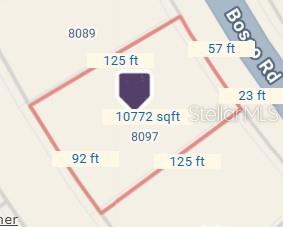 This is a map showing the property lines and dimensions of a land parcel — 8097 BOSCO ROAD, PORT CHARLOTTE, FL