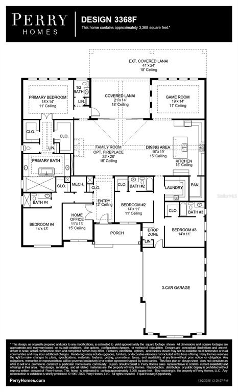 This is a floor plan for a single-story home featuring four bedrooms and a garage — 6156 DUSK ROSE LANE, BROOKSVILLE, FL
