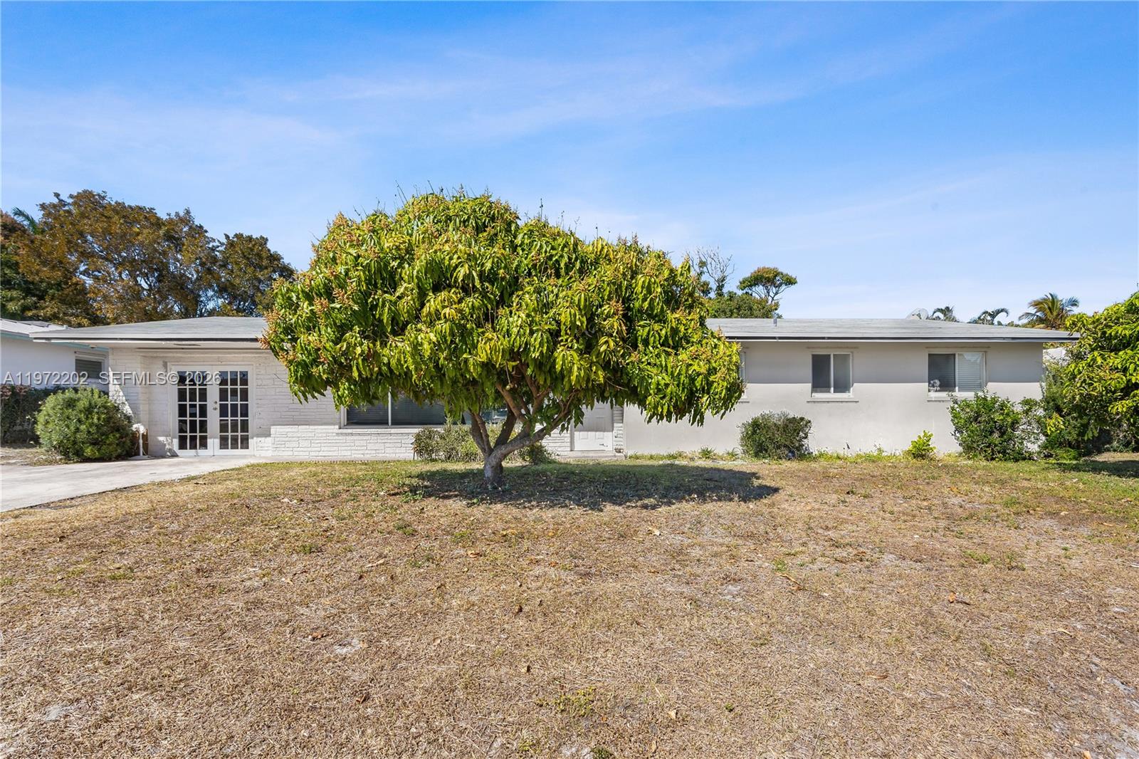 A single-story house with a large tree in the front yard under a blue sky — 227 SW 13th Ave, Boynton Beach FL 33435, BOYNTON BEACH, FL