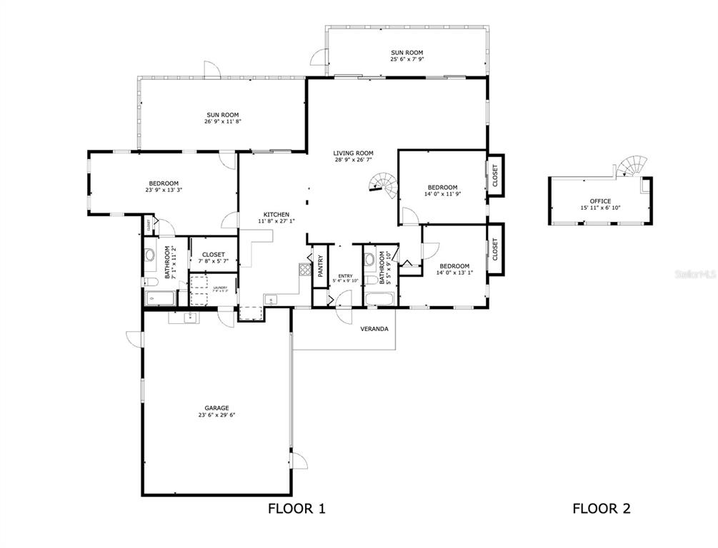 This is a floor plan showing the layout of a house with multiple rooms — 1141 SLEEPY HOLLOW COURT, VENICE, FL