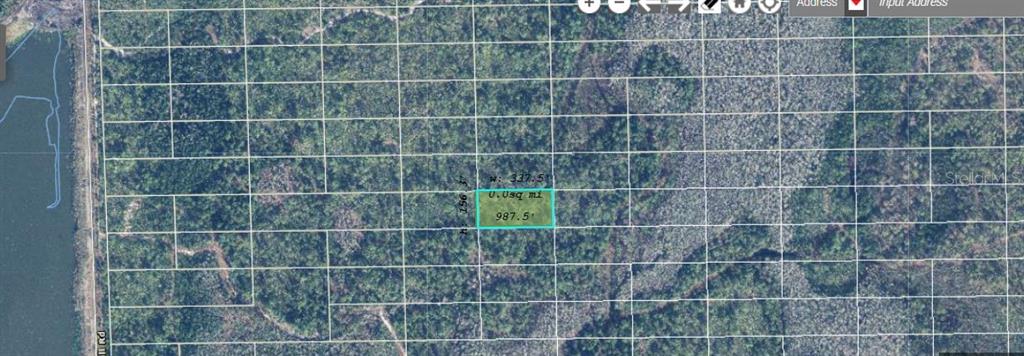 An aerial map view shows a rectangular plot of land highlighted within a grid pattern — DILL ROAD, ORLANDO, FL