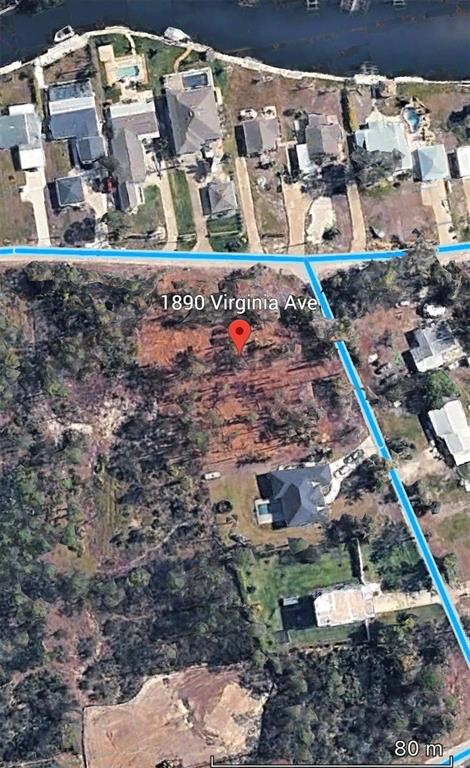 This is an aerial map view of a wooded residential lot and surrounding properties — 1890 VIRGINIA AVENUE, ENGLEWOOD, FL
