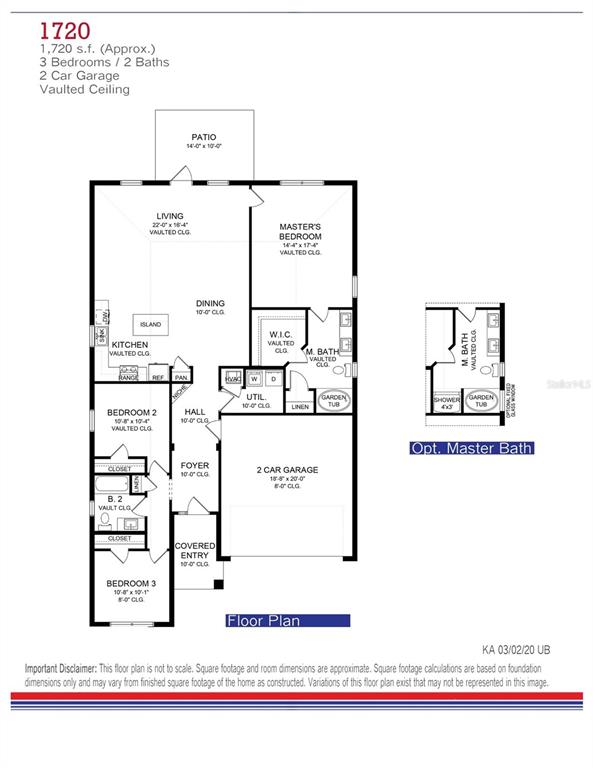 This is a floor plan for a three-bedroom, two-bathroom house with a two-car garage — 4386 SW 92ND PLACE ROAD, OCALA, FL