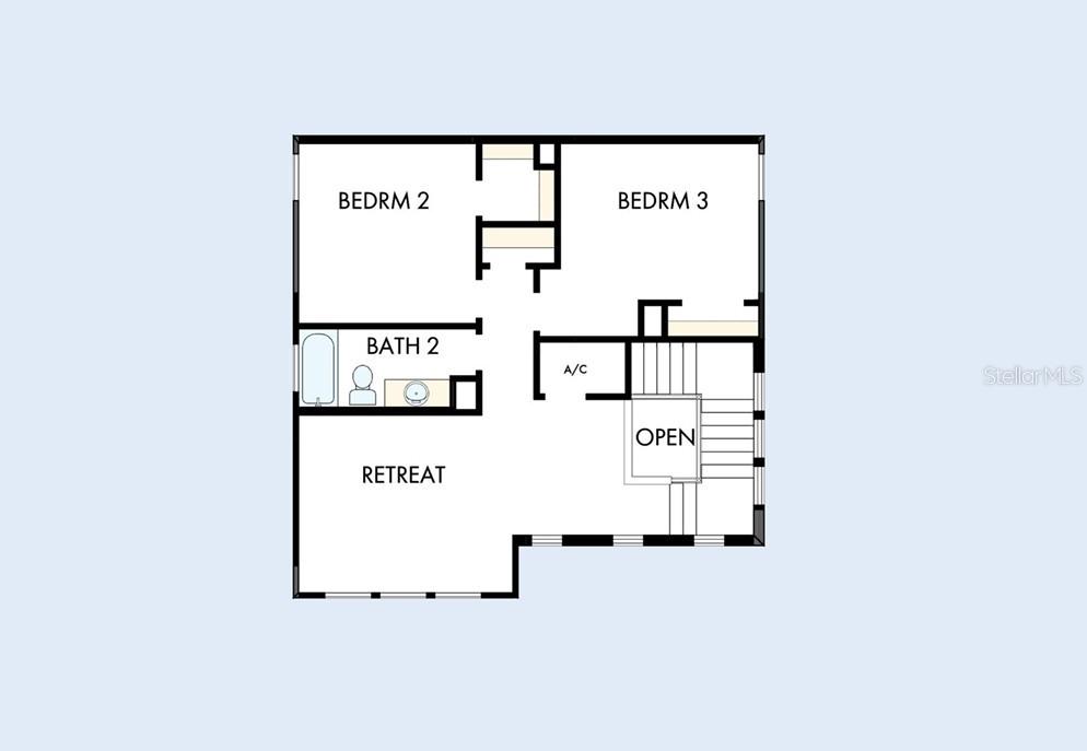This is a floor plan showing a second-floor layout with two bedrooms, a bathroom, and retreat — 1590 MERRYTHOUGHT LANE, SARASOTA, FL