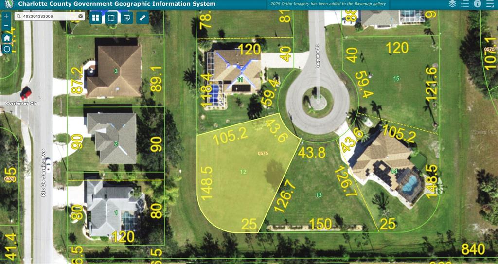 This is a map showing property lot lines and dimensions for a residential neighborhood — 481 GUYANA STREET, PUNTA GORDA, FL