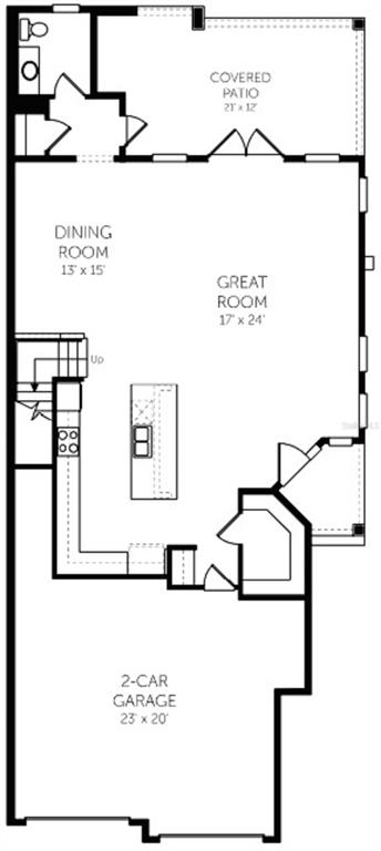 This floor plan shows a main level with a garage, kitchen, dining room, and patio — 31781 KESTREL CALLING DRIVE, SAN ANTONIO, FL