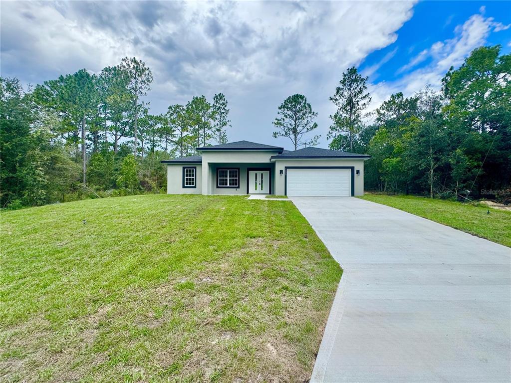A single-story house with a concrete driveway, light-colored stucco exterior, and a two-car garage — 7035 N MALTESE DRIVE, CITRUS SPRINGS, FL