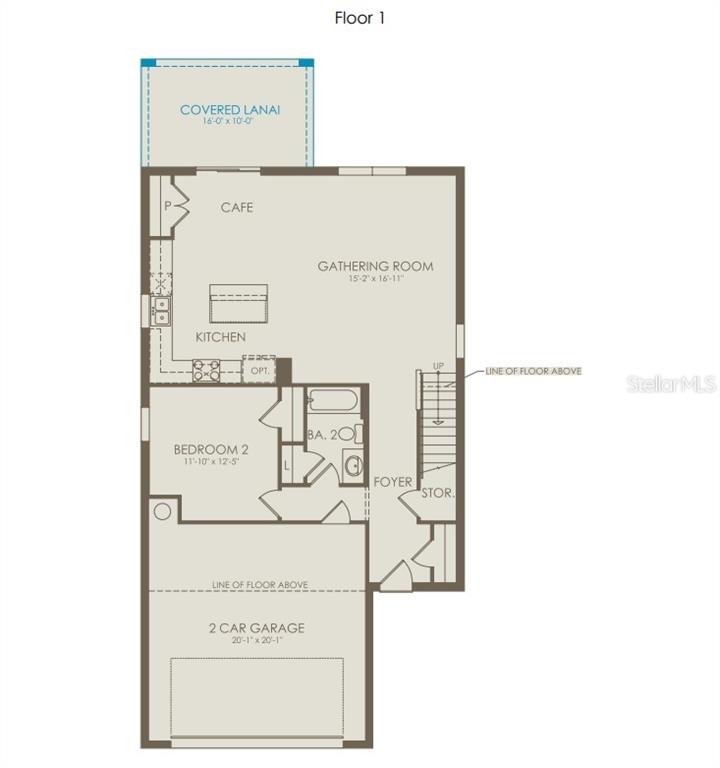 This is a floor plan for the first level of a home with a garage — 3951 MARBURY COURT, DAVENPORT, FL