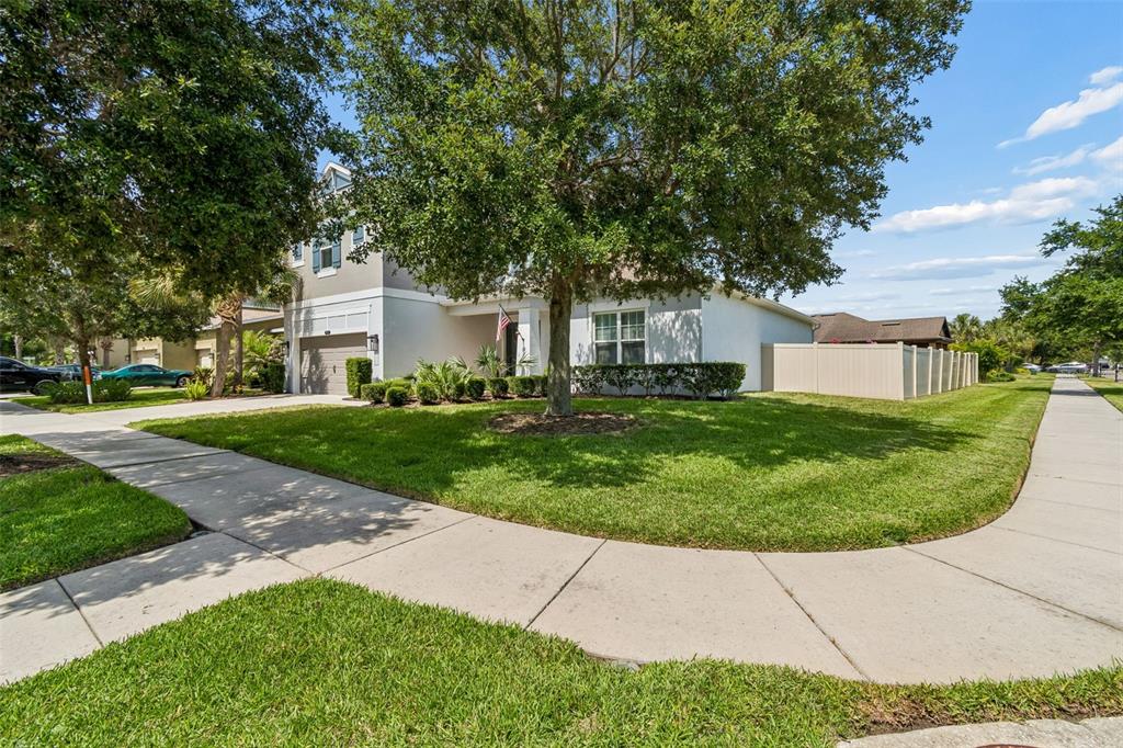 A two-story house with a gray exterior, a front yard, and a sidewalk — 8908 BELLA VITA CIRCLE, LAND O LAKES, FL