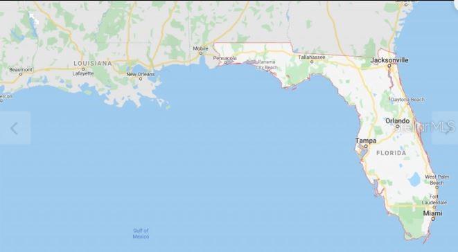 This is a map showing the state of Florida and the surrounding Gulf Coast region — DILL ROAD, ORLANDO, FL