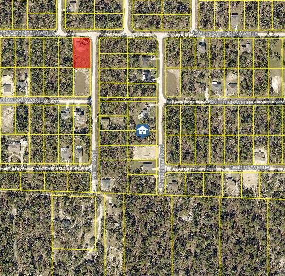 This is an aerial map showing a highlighted vacant lot within a residential neighborhood — LOT 14 MAGDALENA ROAD, WEEKI WACHEE, FL