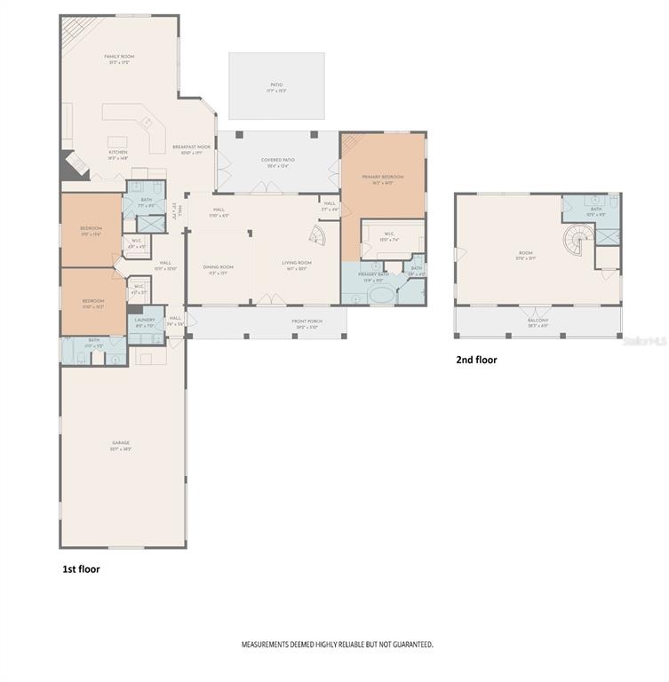 This is a floor plan showing the layout of a two-story house with a garage — 1380 E LAKE SHORE BOULEVARD, KISSIMMEE, FL
