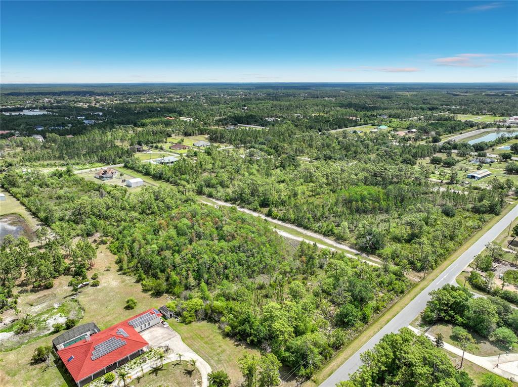 An aerial view shows a wooded lot next to a road and a house — 00 PADDOCK STREET, ORLANDO, FL