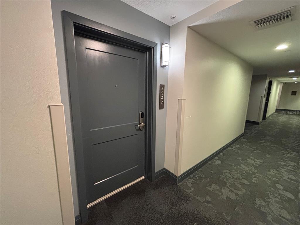 A dark gray apartment door with the number 2532 is located in a carpeted hallway — 14501 GROVE RESORT AVENUE UNIT 2532, WINTER GARDEN, FL