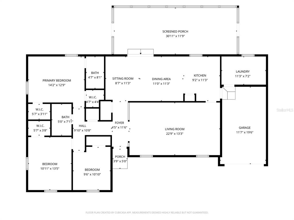 This is a floor plan for a single-story house with three bedrooms and a garage — 3025 W UNIVERSITY AVENUE, GAINESVILLE, FL