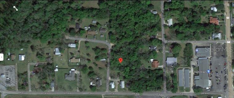 This is a satellite map view showing a vacant wooded lot marked with a red pin — 810 KING STREET, GRACEVILLE, FL