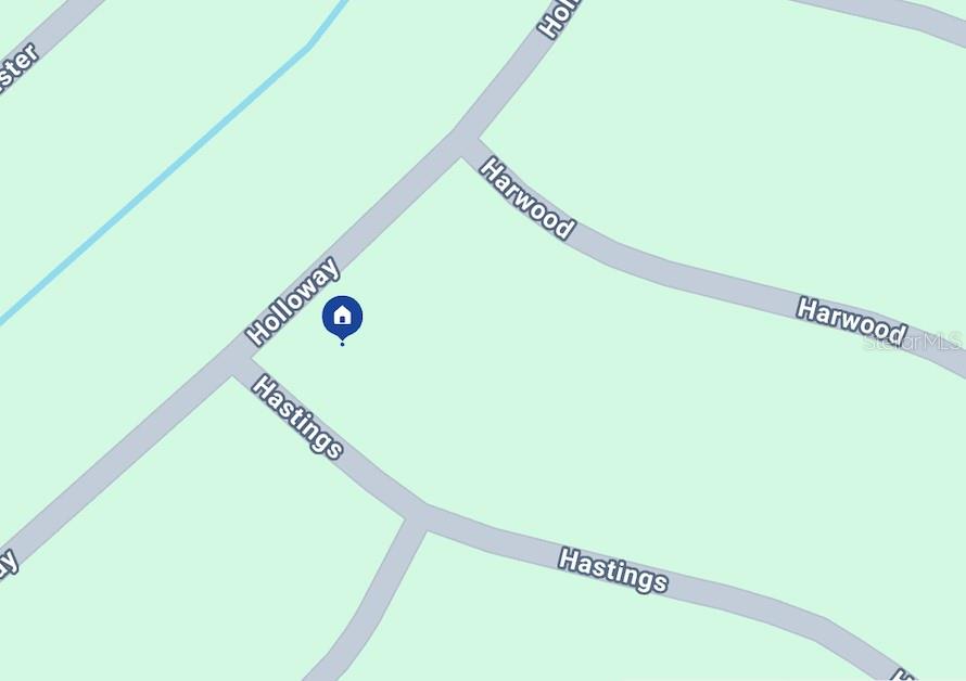 This is a map showing the location of a property at a street intersection — HASTINGS STREET, NORTH PORT, FL