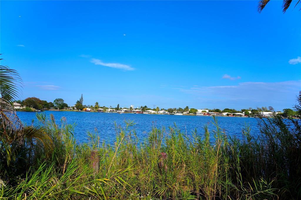 A view of a lake with houses along the distant shoreline and tall grasses foreground — 5600 N Park, Dania Beach FL 33312, DANIA BEACH, FL