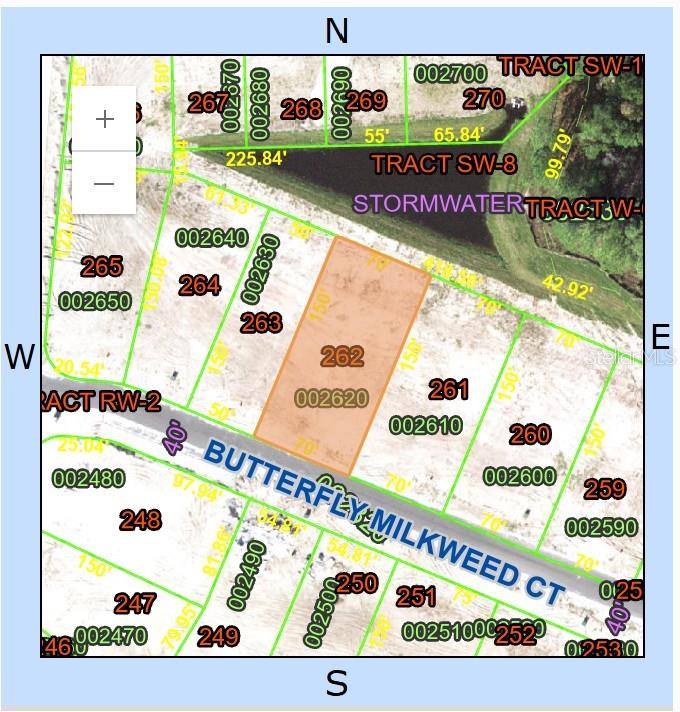 This is a plat map showing a highlighted residential lot on Butterfly Milkweed Court — 1411 BUTTERFLY MILKWEED COURT, DAVENPORT, FL