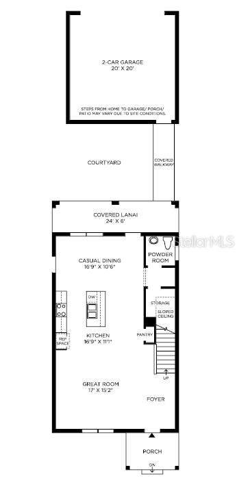 This is a floor plan for the main level of a home with a detached garage — 13026 SUNSET GARDEN LANE, WINTER GARDEN, FL