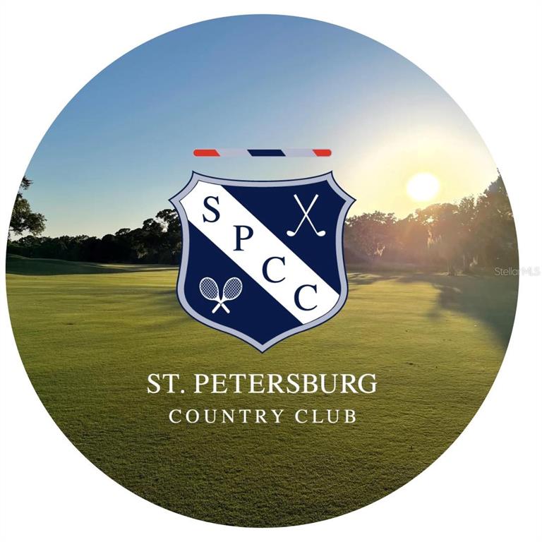 A circular graphic displays the St. Petersburg Country Club logo over a golf course scene — 2120 CORONADA WAY S, ST PETERSBURG, FL