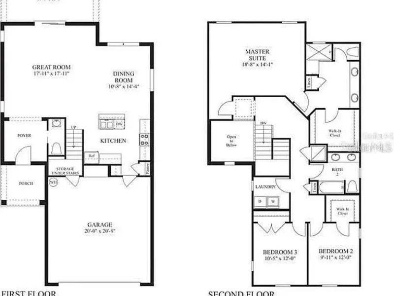 This floor plan shows a two-story home with a garage, kitchen, and bedrooms — 1010 ATLANTIC AVENUE, FRUITLAND PARK, FL