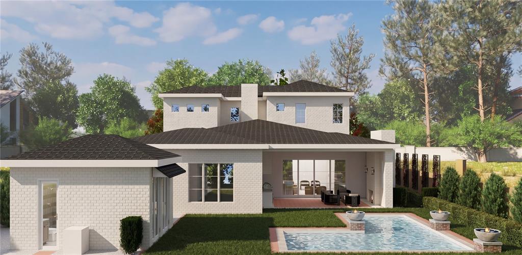 This is a rendering of a two-story brick house with a pool and detached structure — 1627 MIZELL AVENUE, WINTER PARK, FL