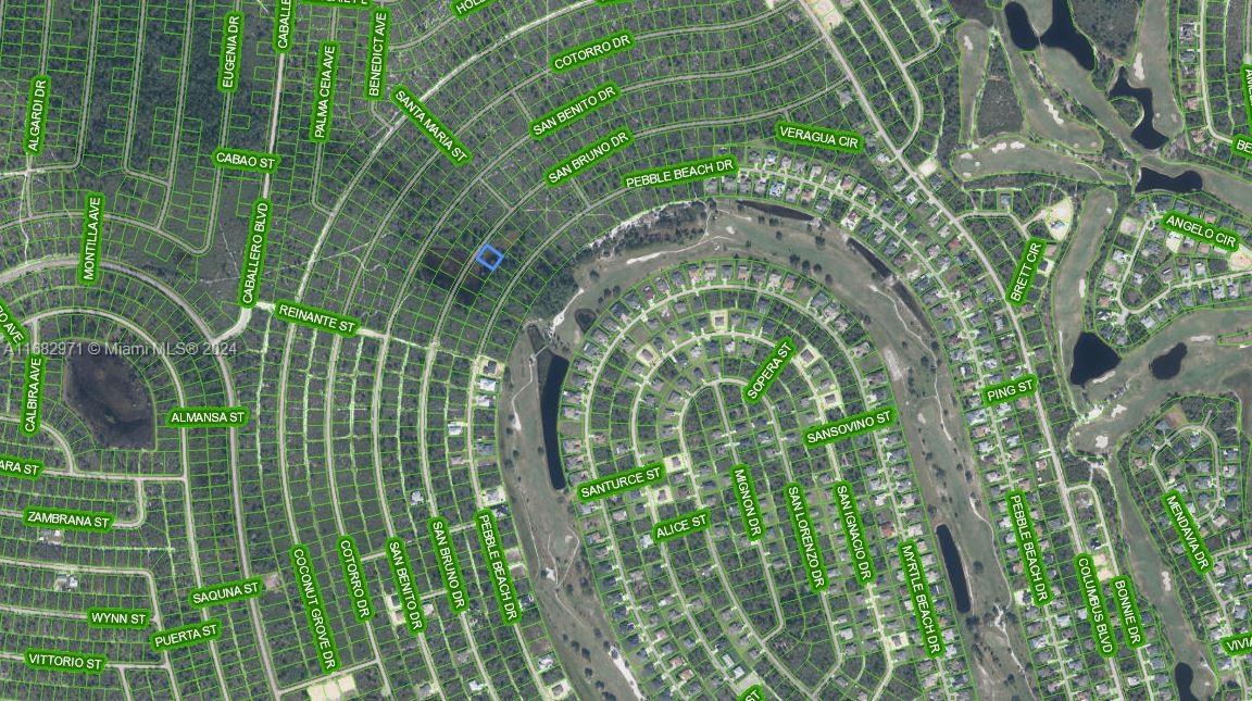 This is a satellite map view of a residential neighborhood with streets and houses — 6621 San Bruno Drive, Sebring FL 33872, SEBRING, FL