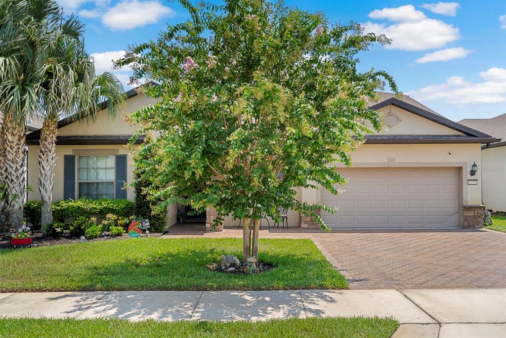 A single-story house with a brick driveway, a large tree, and a two-car garage — 1271 PATTERSON TERRACE, LAKE MARY, FL