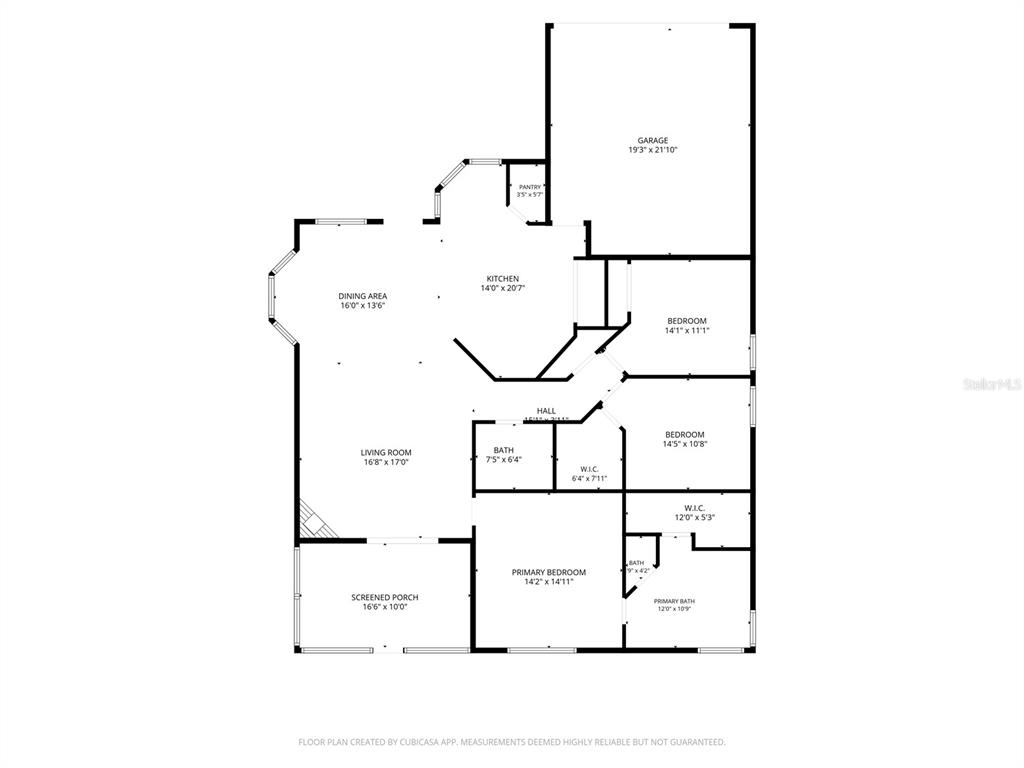 This is a floor plan showing the layout of a house with three bedrooms and garage — 11516 NW 16TH PLACE, GAINESVILLE, FL