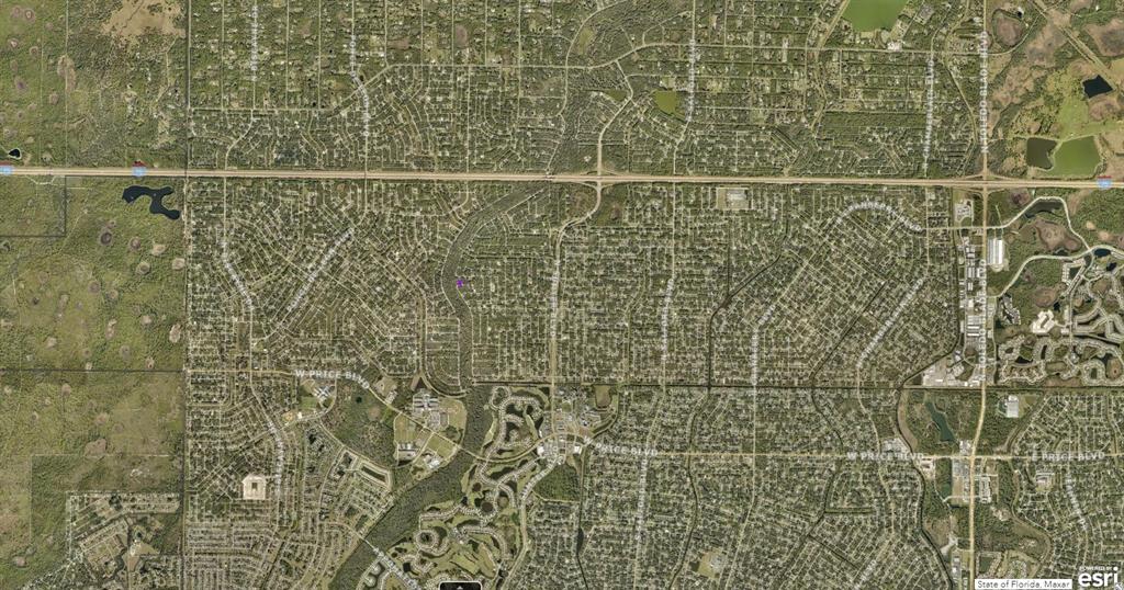 This is an aerial map view of a residential neighborhood in North Port, Florida — 0967058148 FLING AVENUE, NORTH PORT, FL