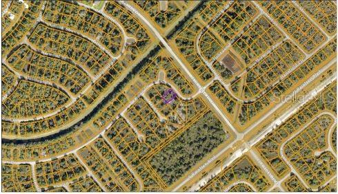 An aerial map view shows a residential neighborhood with a specific property outlined in purple — NEWMAN DRIVE, NORTH PORT, FL