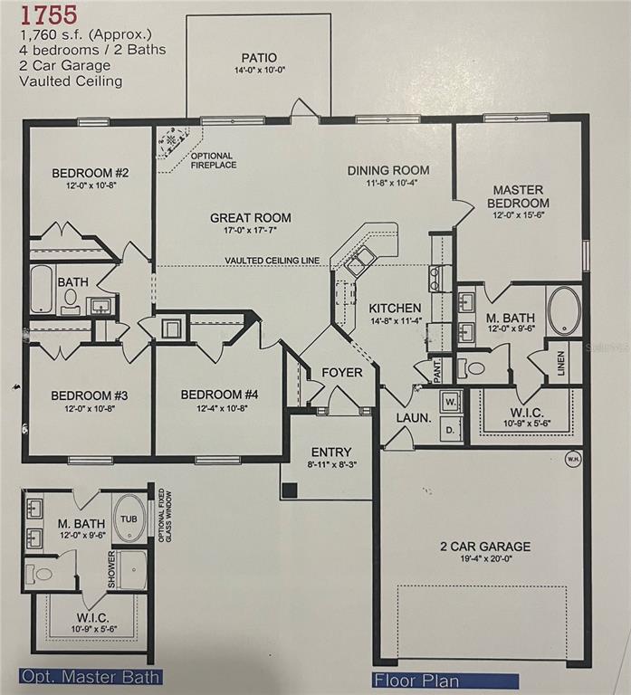 This is a floor plan for a 1,760-square-foot house with four bedrooms and two baths — 7 BAHIA PASS LANE, OCALA, FL