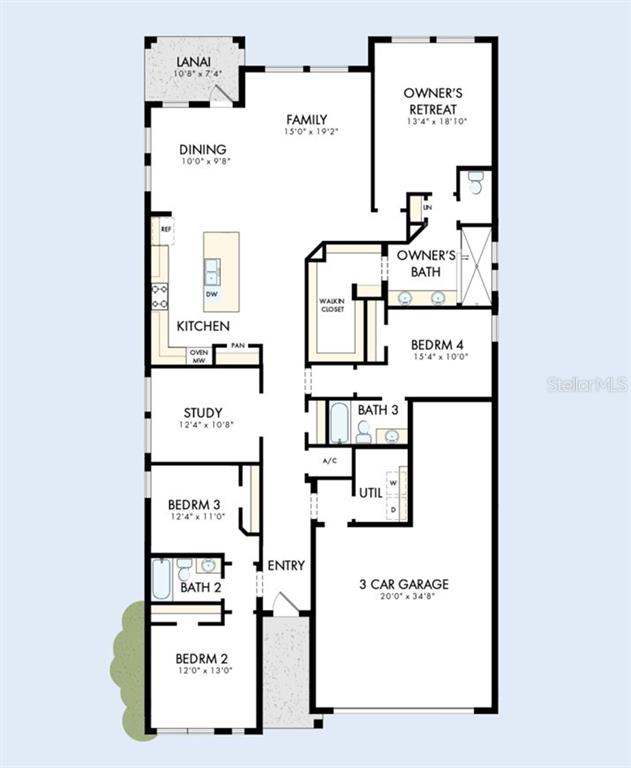 This is a floor plan for a single-story house with four bedrooms and a garage — 5701 COOPERS HAWK COURT, ST CLOUD, FL