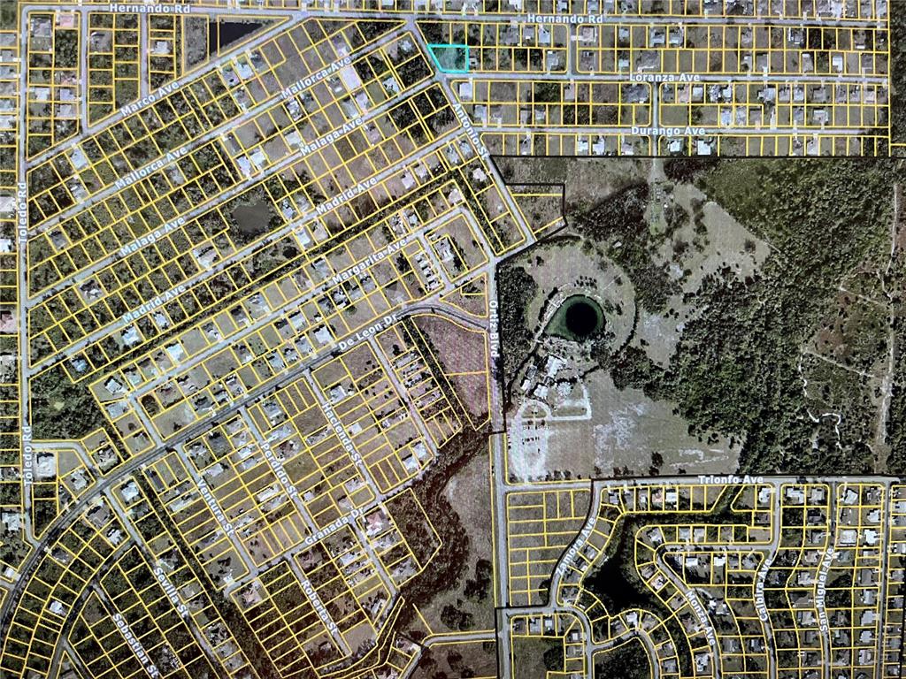 This is an aerial map showing residential lots and streets in a suburban neighborhood — LOT 1,2,3 LORANZA AVENUE, NORTH PORT, FL