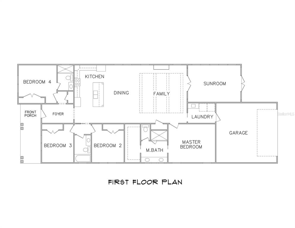 This is a floor plan for a single-story house with four bedrooms and a garage — 13363 SW 9TH ROAD, NEWBERRY, FL