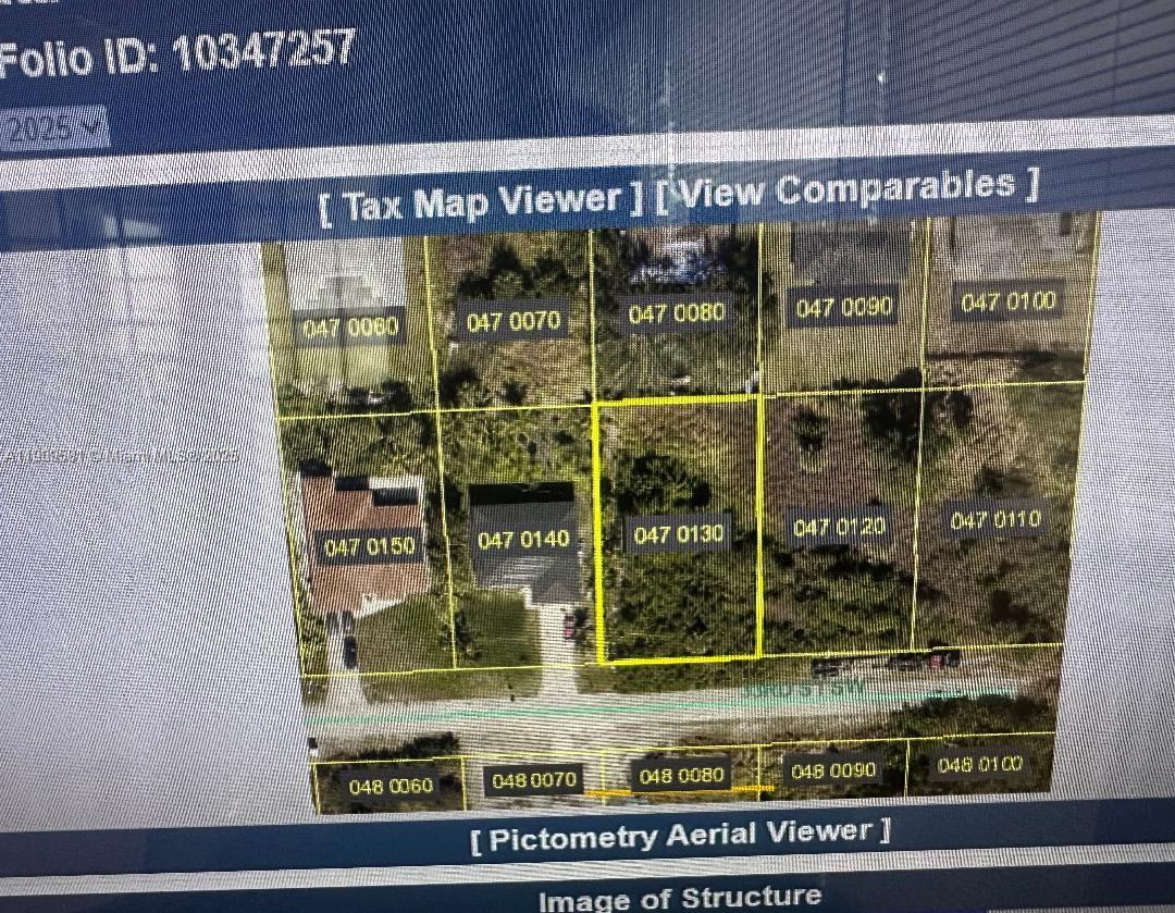 This is an aerial map showing a highlighted land parcel and surrounding properties with tax IDs — 3204 33rd St Sw, Lehigh Acres FL 33976, LEHIGH ACRES, FL