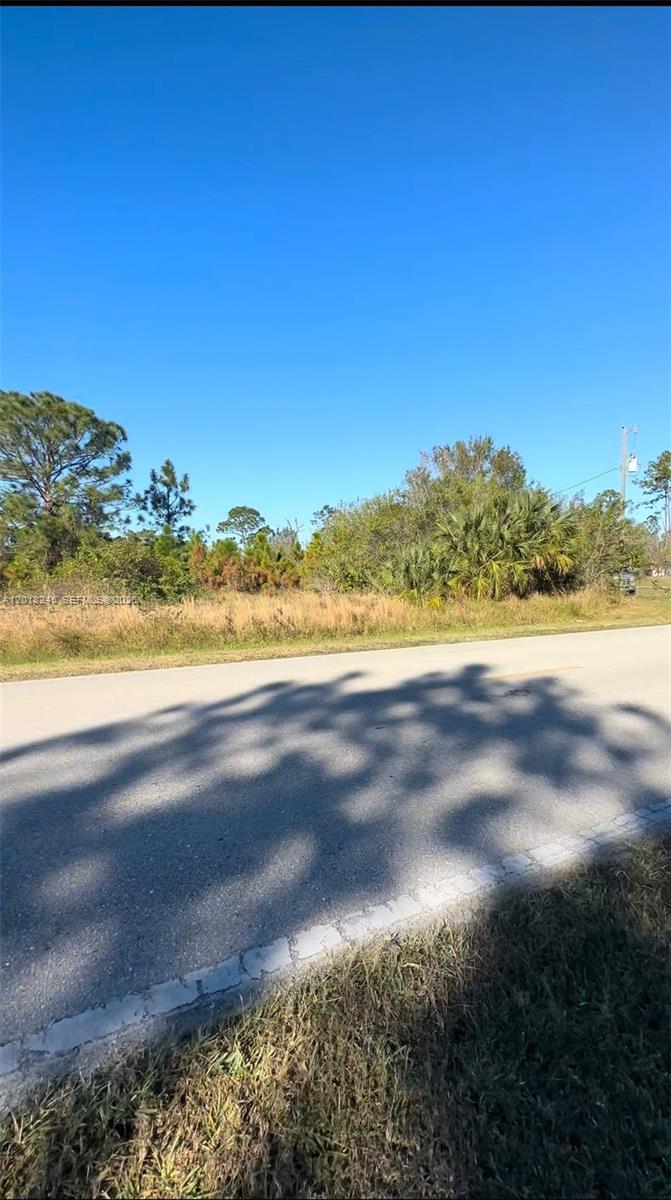 A paved road runs in front of a vacant, brush-covered lot under a clear sky — 360 N Quebrada St, Clewiston FL 33440, CLEWISTON, FL
