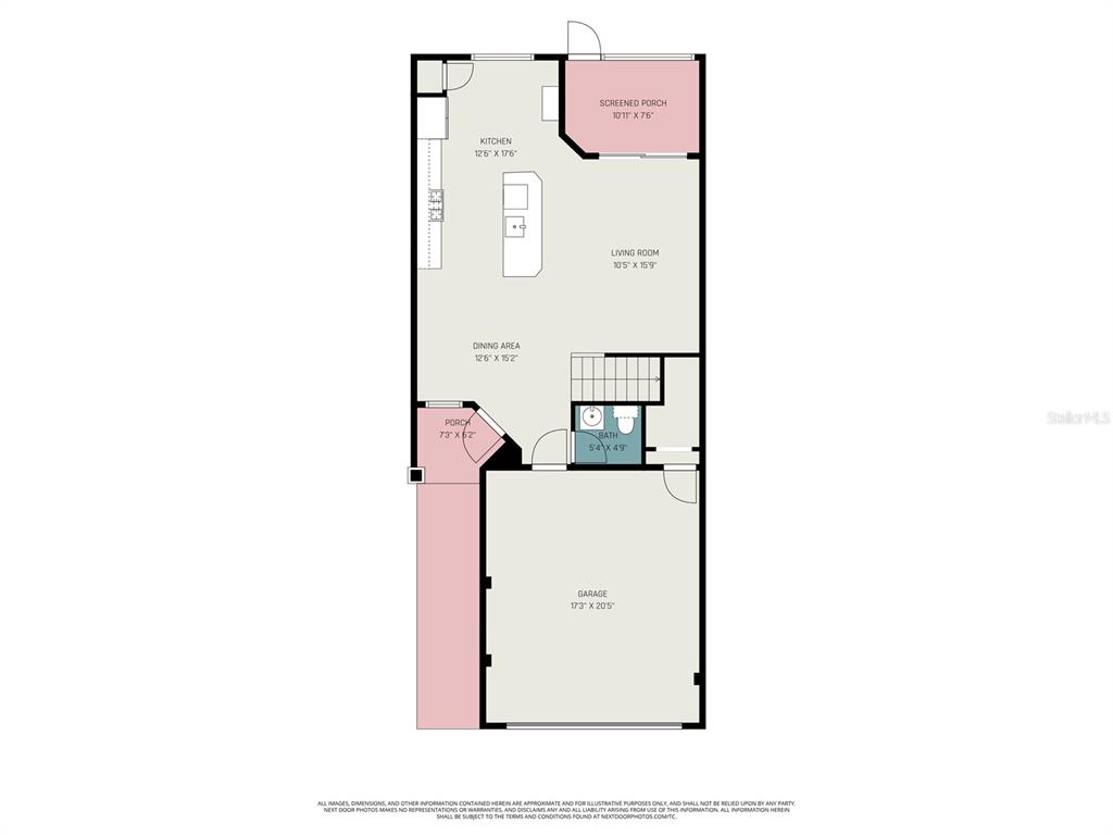 This is a floor plan of a home featuring a garage, kitchen, living room, and porch — 5054 SAN MARTINO DRIVE, WESLEY CHAPEL, FL