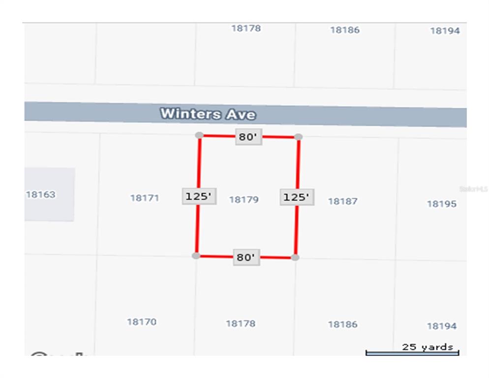 This is a map showing the dimensions of a rectangular plot of land — 18179 WINTERS AVENUE, PORT CHARLOTTE, FL