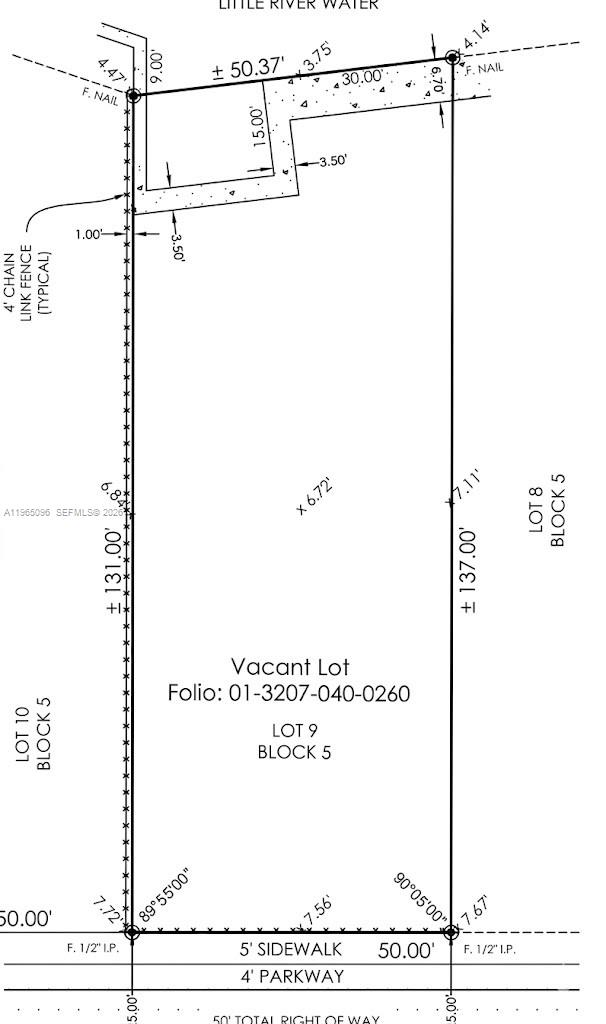 This is a survey map showing the property boundaries and dimensions of a vacant lot — 531 NE 77, Miami FL 33138, MIAMI, FL