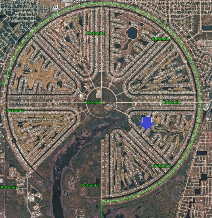 An aerial map view shows the circular street layout of the Rotonda West residential community — 11 MEDALIST WAY, ROTONDA WEST, FL