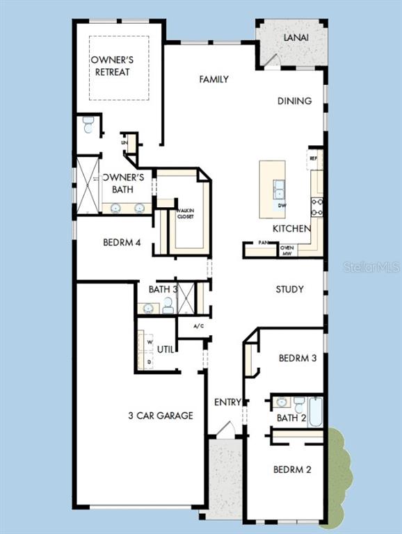 This is a floor plan for a single-story home featuring four bedrooms and a garage — 5133 CREEK SAND DRIVE, APOLLO BEACH, FL