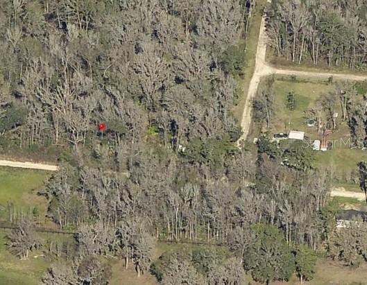 An aerial view shows a wooded lot with a red marker indicating the property location — SW 15TH STREET, OCALA, FL