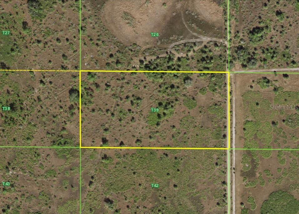 This is an aerial map view of a rectangular plot of land labeled T39 — 50760 BERMONT ROAD, PUNTA GORDA, FL